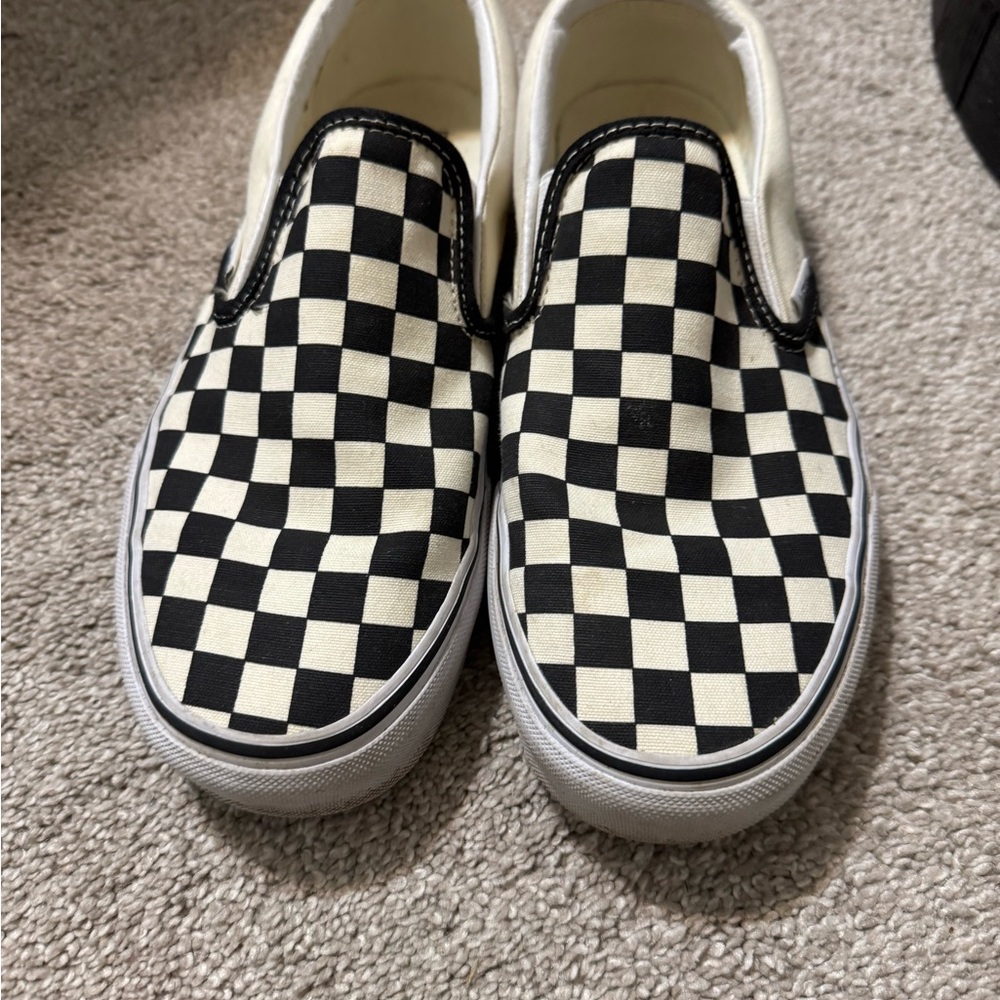 Vans Checkered Slip-On Shoes - Black and White